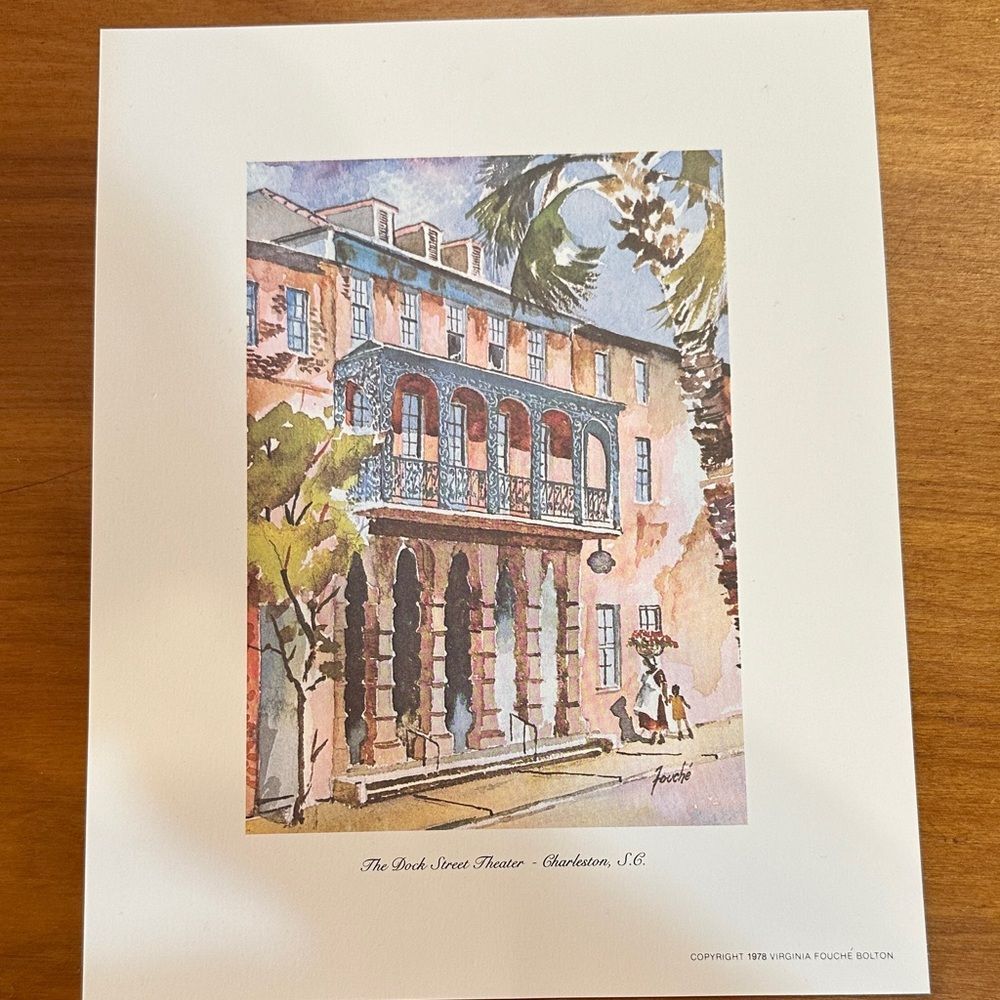 Charleston Print by Virginia Fouche Bolton. 8 x 10” new in plastic. no frame.